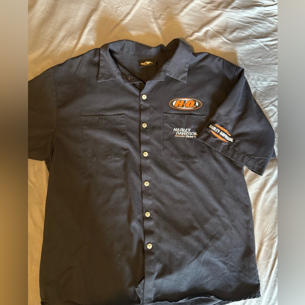 Vintage Harley Davidson Racing Mechanic Shirt Men’s Large